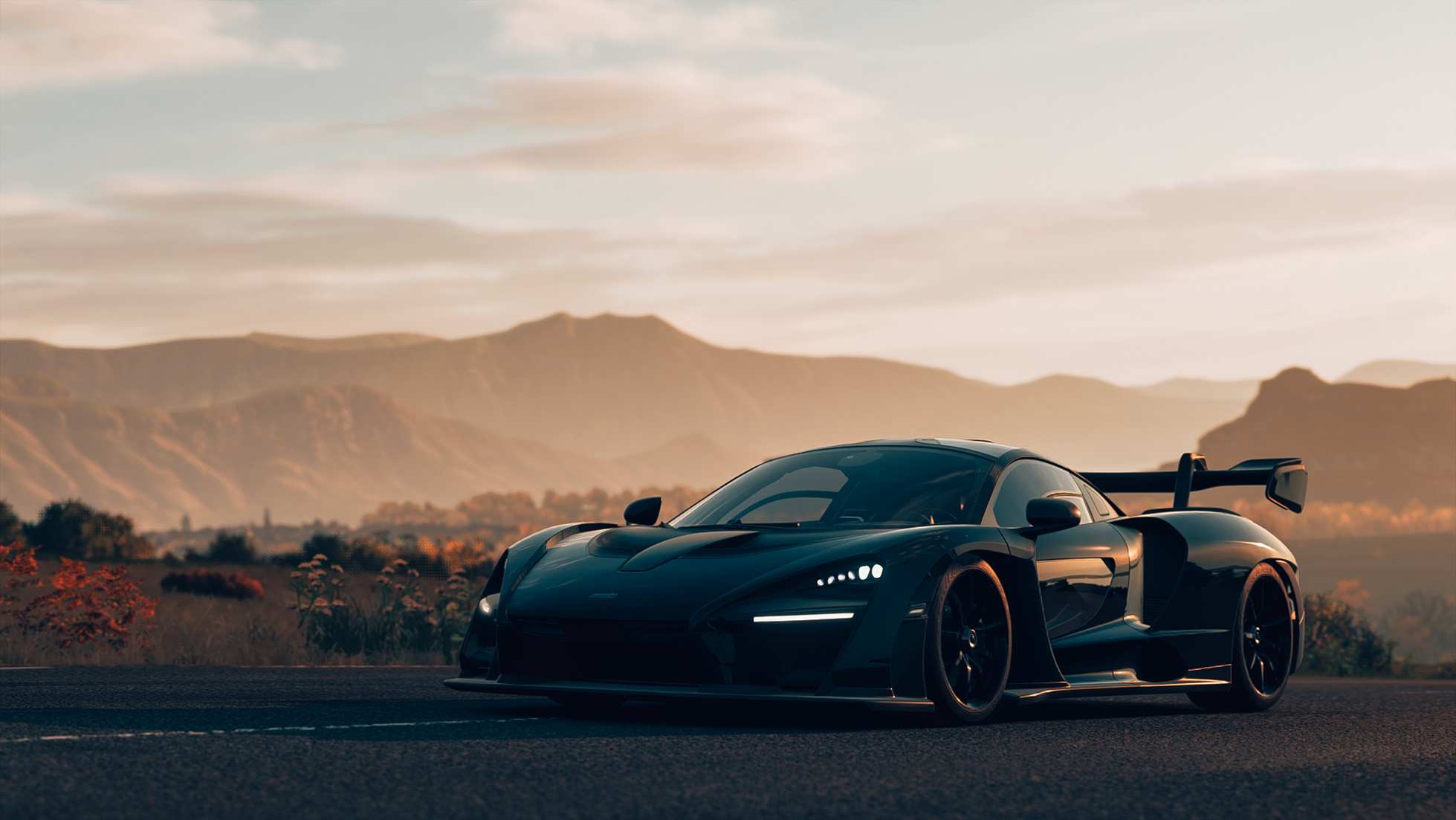 Black Sports Car on Asphalt Road